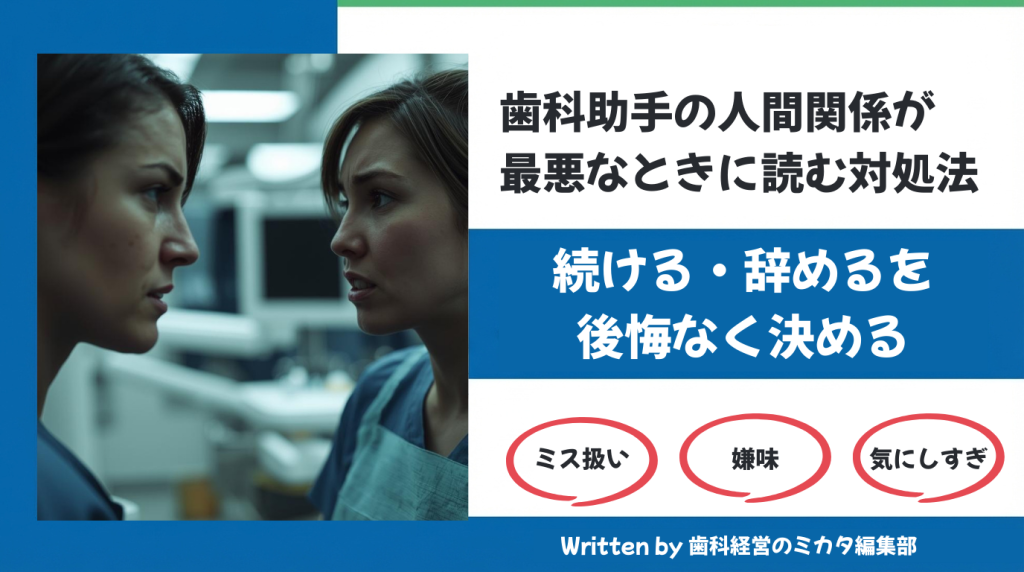 歯科助手の人間関係が最悪なときに読む対処法｜続ける・辞めるを後悔なく決める
